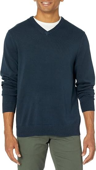 Navy Blue V-Neck Sweater image 1